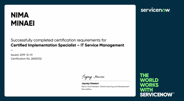 Certified Implementation Specialist – IT Service Management